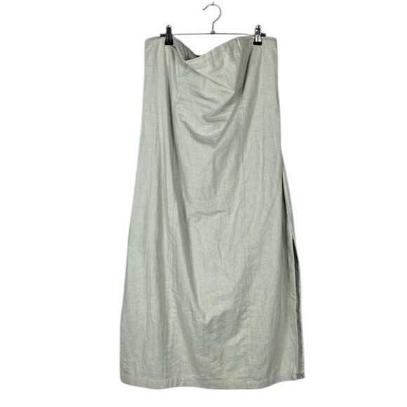 Abercrombie & Fitch Women’s Green Strapless Linen-Blended Midi Dress cotton - Picture 5 of 11